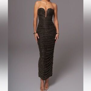 JLUXLABEL Strapless Black Textured Dress